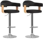 vidaXL Barhocker 2 Stk. Schwarz Bugholz und Kunstleder