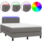 vidaXL Boxspringbett mit Matratze & LED Grau 120x200 cm Kunstleder