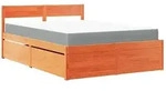 vidaXL Bett mit Schubladen und Matratze Wachsbraun 120x200 Massivholz