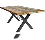 SIT M&ouml;bel Esstisch, 240 x 100 cm, Platte 40 mm Altholz bunt lackiert, X-Gestell
