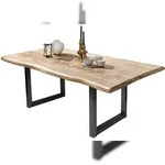 SIT M&ouml;bel Esstisch mit Baumkante | 220 cm | Platte Mango natur | Gestell Metall