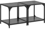 vidaXL Couchtische mit Glasplatte 2 Stk. Schwarz 40x40x40 cm Stahl