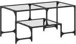 vidaXL Couchtisch mit Glasplatte Transparent 98,5x50x45 cm Stahl