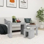 vidaXL Satztische 3 Stk. Betongrau Spanplatte