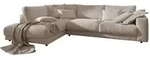 KAWOLA Sofa MADELINE Ecksofa Cord taupe Recamiere links
