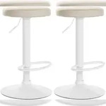 CLP 2er Set Barhocker Ponte Kunstleder creme/Metall matt weiss