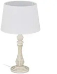 Relaxdays Tischlampe Landhausstil, E14 Fassung, Stoff & Holz, Wohn- & Schlafzimmer,
