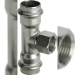 VIEGA T-St&uuml;ck IG Sanpress Inox Edelstahl 35x1/2"x35mm
