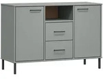 vidaXL Sideboard OSLO mit Metallbeinen Grau 113x40x77 cm Massivholz