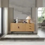 SalesFever Sideboard | mit 2 T&uuml;ren und 3 Schubladen | MDF Eiche Echtholzfurnier 