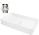 LuxeBath ML-Design Aufsatzwaschbecken Keramik Wei&szlig; 68&times;38&times;12 cm, eckig, inkl.