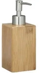 Relaxdays Seifenspender Bambus eckig, manuell, HxBxT: 18 x 6,5 x 8 cm, Lotionspender,