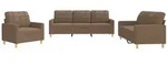vidaXL 3-tlg. Sofagarnitur mit Kissen Braun Stoff
