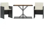 vidaXL 3-tlg. Bistro-Set mit Kissen Schwarz Poly Rattan