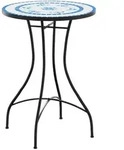 vidaXL Mosaik-Bistrotisch Blau und Wei&szlig; &Oslash;50x70 cm Keramik