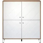 TouchWO Sideboard 4 T&uuml;ren Eiche Dekor, wei&szlig; matt.