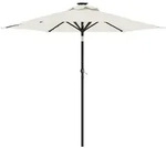 vidaXL Sonnenschirm mit LED und Stahlmast Wei&szlig; 225x225x212 cm
