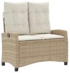 vidaXL Gartenbank Verstellbar mit Kissen Beige Poly Rattan