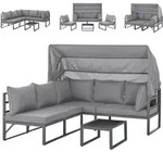 SVITA MAUI Gartenm&ouml;bel-Lounge-Set mit Dach Outdoor-Sofa Strandkorb-Sonneninsel Stahl