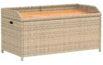 vidaXL Bank mit Stauraum Beige 100x50x52 cm Poly Rattan Akazienholz