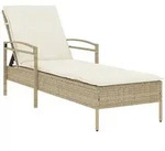 vidaXL Sonnenliege mit Auflage Beige 63x200x81 cm Poly Rattan