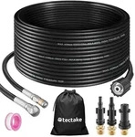 tectake Rohrreinigungsschlauch-Set inkl. 2 D&uuml;sen & 3 Adaptern Schwarz