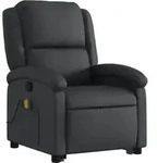 vidaXL Massagesessel mit Aufstehhilfe Schwarz Echtleder
