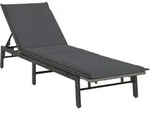 vidaXL Sonnenliege mit Auflage Grau Poly Rattan