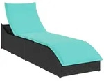 vidaXL Klappliege mit Auflage und Stauraum Schwarz Poly-Rattan