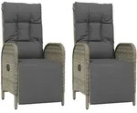 vidaXL Garten-Relaxsessel mit Kissen 2 Stk. Poly Rattan Grau