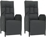 vidaXL Garten-Relaxsessel mit Kissen 2 Stk. Poly Rattan Schwarz