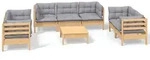 vidaXL 8-tlg. Garten-Lounge-Set mit Grauen Kissen Kiefer Massivholz 3096261