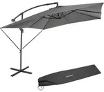 tectake Sonnenschirm Apollon mit Kurbel 2,5 x 2,5 m Hellgrau