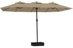 vidaXL Doppel-Sonnenschirm mit LED-Leuchten Taupe 449x245 cm