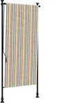 vidaXL Au&szlig;enrollo Gelb und Wei&szlig; 120x270 cm Stoff und Stahl