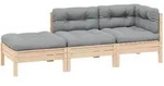 vidaXL 3-tlg. Garten-Lounge-Set mit Grauen Kissen Kiefer Massivholz