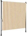 vidaXL Au&szlig;enrollo Orange und Wei&szlig; 200x270 cm Stoff und Stahl