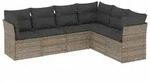vidaXL 6-tlg. Garten-Sofagarnitur mit Kissen Grau Poly Rattan
