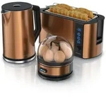 Arendo - Wasserkocher mit Toaster und Eierkocher SET Edelstahl Kupfer Wasserkocher