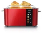 Arendo Toaster Edelstahl, Langschlitz, Touch Display, Br&auml;unungsgrad- &