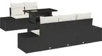 vidaXL Garten-Sofa-Set mit Kissen mit Speicher 6 pcs Schwarz und Creme