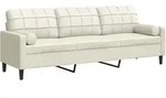 vidaXL Sofa 3-Sitzer mit Zierkissen Creme 210 cm Samt