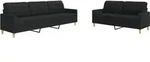 vidaXL 2-tlg. Sofagarnitur Schwarz Stoff