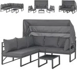 SVITA MAUI Gartenm&ouml;bel-Lounge-Set mit Dach Outdoor-Sofa Strandkorb-Sonneninsel...