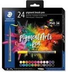 STAEDTLER Pigment Arts Brush Pen, 24 Farben, Mehrfarbig, Rund, Kunststoff,