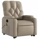 vidaXL Massagesessel mit Aufstehhilfe Cappuccino-Braun Kunstleder