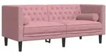 vidaXL Chesterfield-Sofa mit Nackenrollen 2-Sitzer Rosa Samt