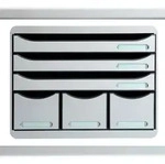 Exacompta 306740D 1x STORE-BOX mit 6 Schubladen, Serie Office - Lichtgrau