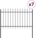 vidaXL Gartenzaun 7 pcs Grau 11,9 x 1 m Pulverbeschichteter Stahl