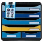 Exacompta 3124202D BEE BLUE, Schubladenbox mit 6 Schubf&auml;chern BIG BOX MAXI -...
